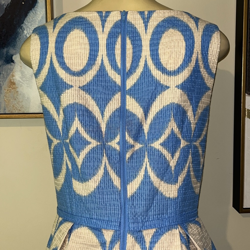 Taylor Dresses Women's Tan and Blue Fit-and-Flare - Picture 7 of 9